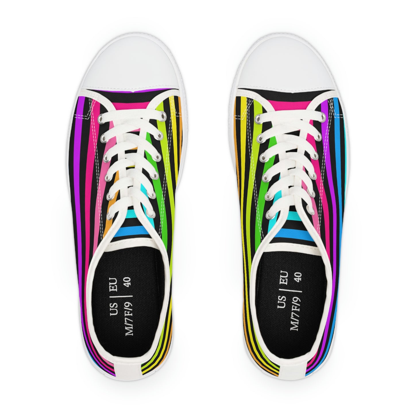 90's Neon Stripes Women's Low Top Sneakers