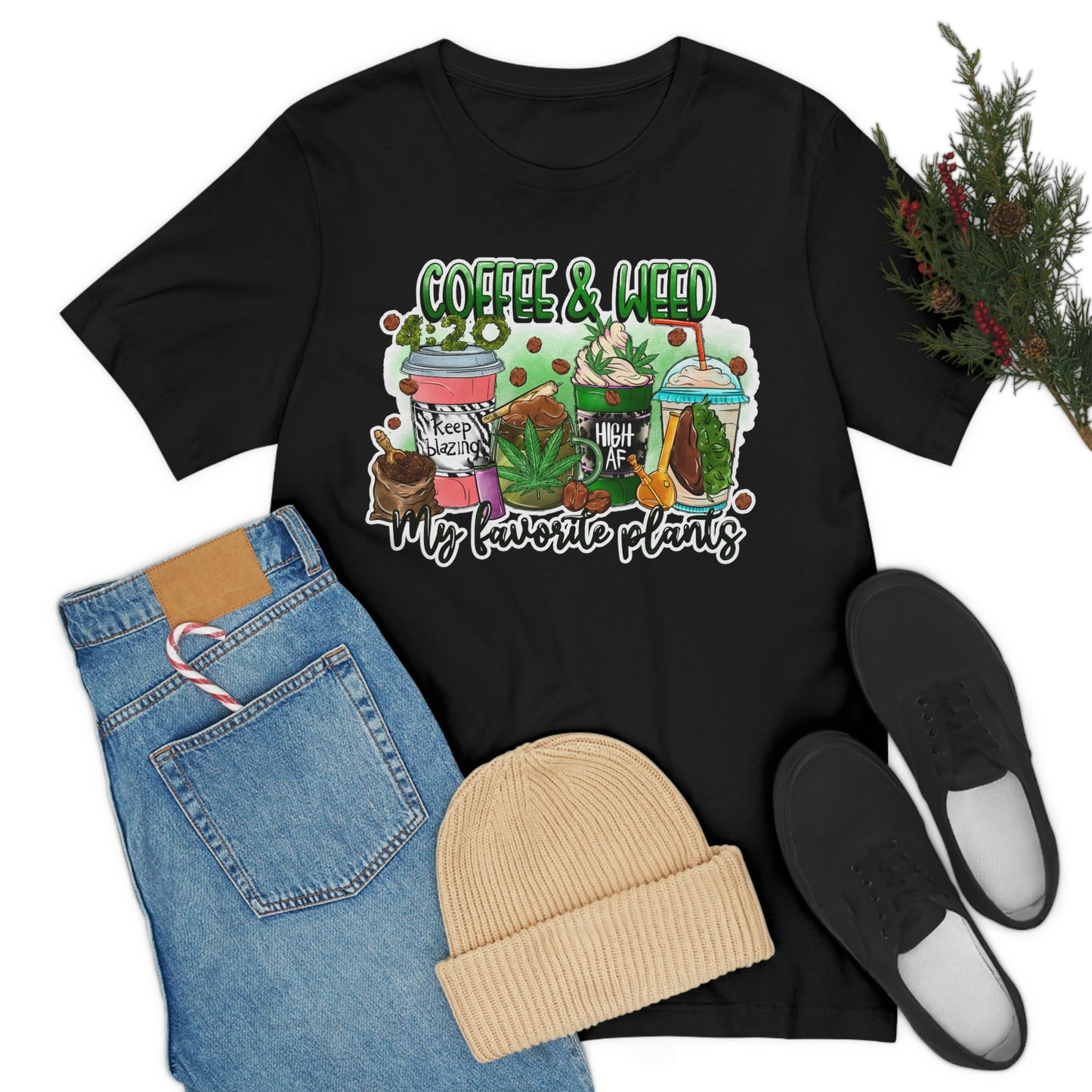 My Favorite Plants : Coffee and Weed 420 Unisex Jersey Short Sleeve Tee