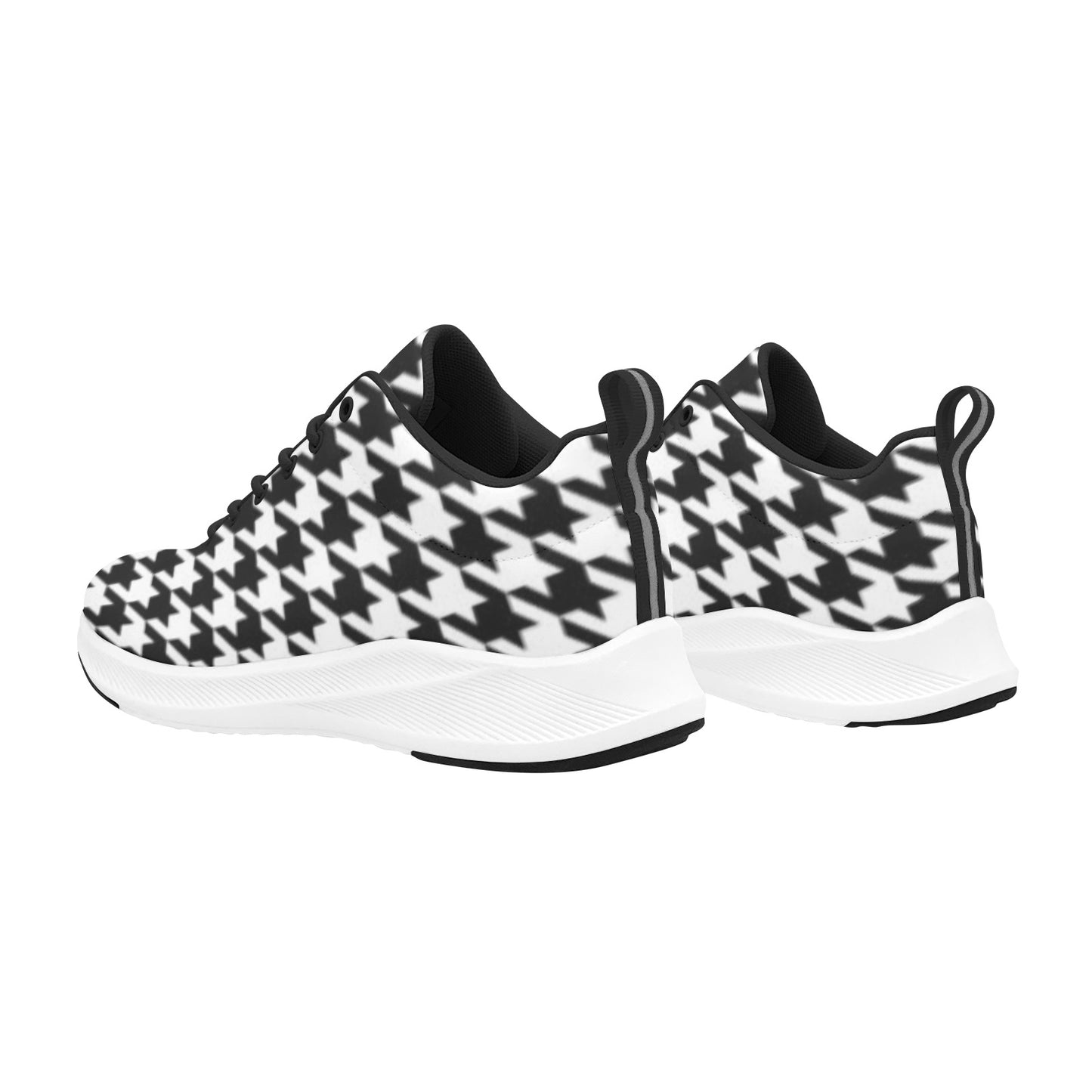 Big Black and White Houndstooth Women's Running Shoes