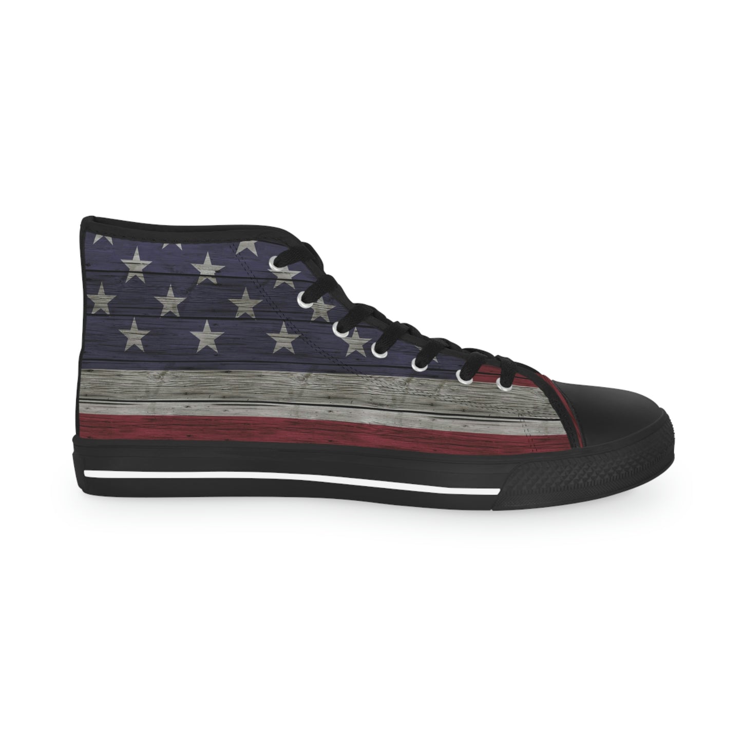 Distress American Flag Men's High Top Sneakers