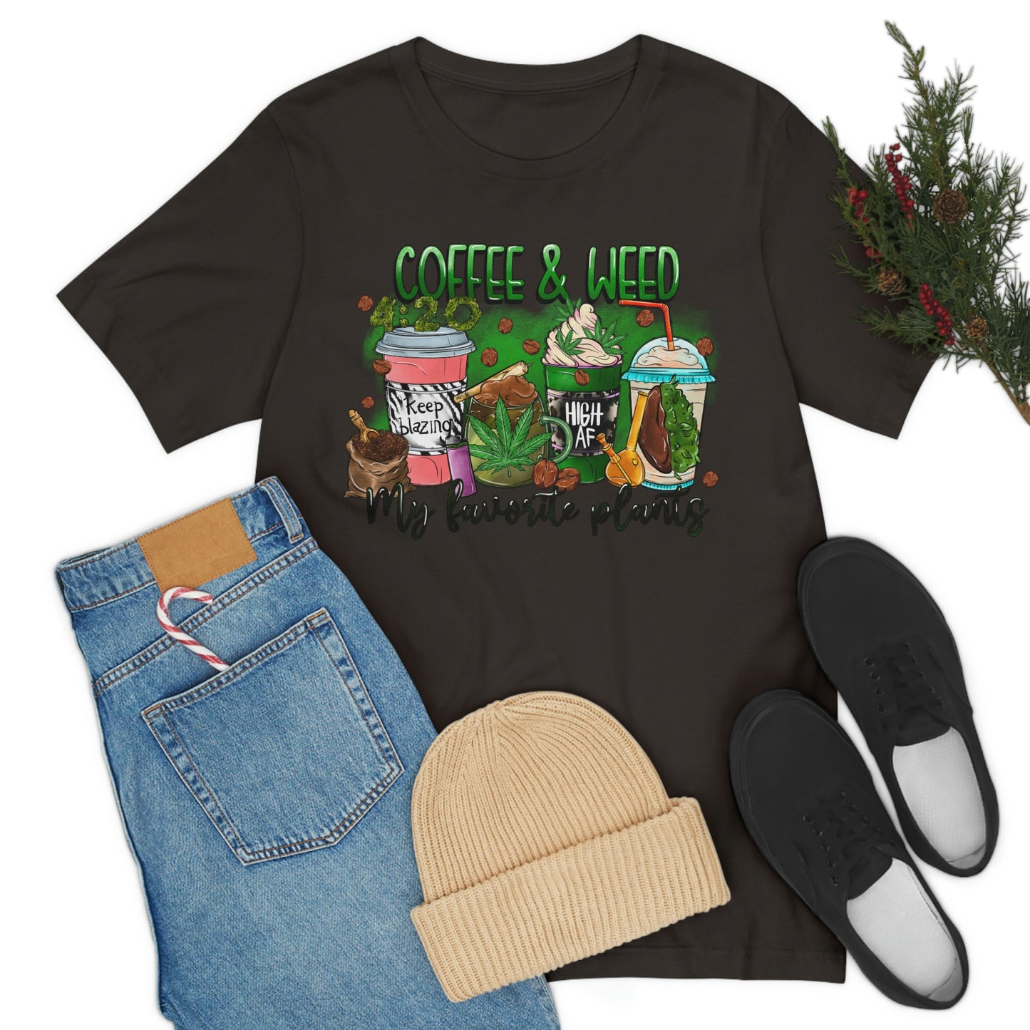 My Favorite Plants : Coffee and Weed 420 Unisex Jersey Short Sleeve Tee