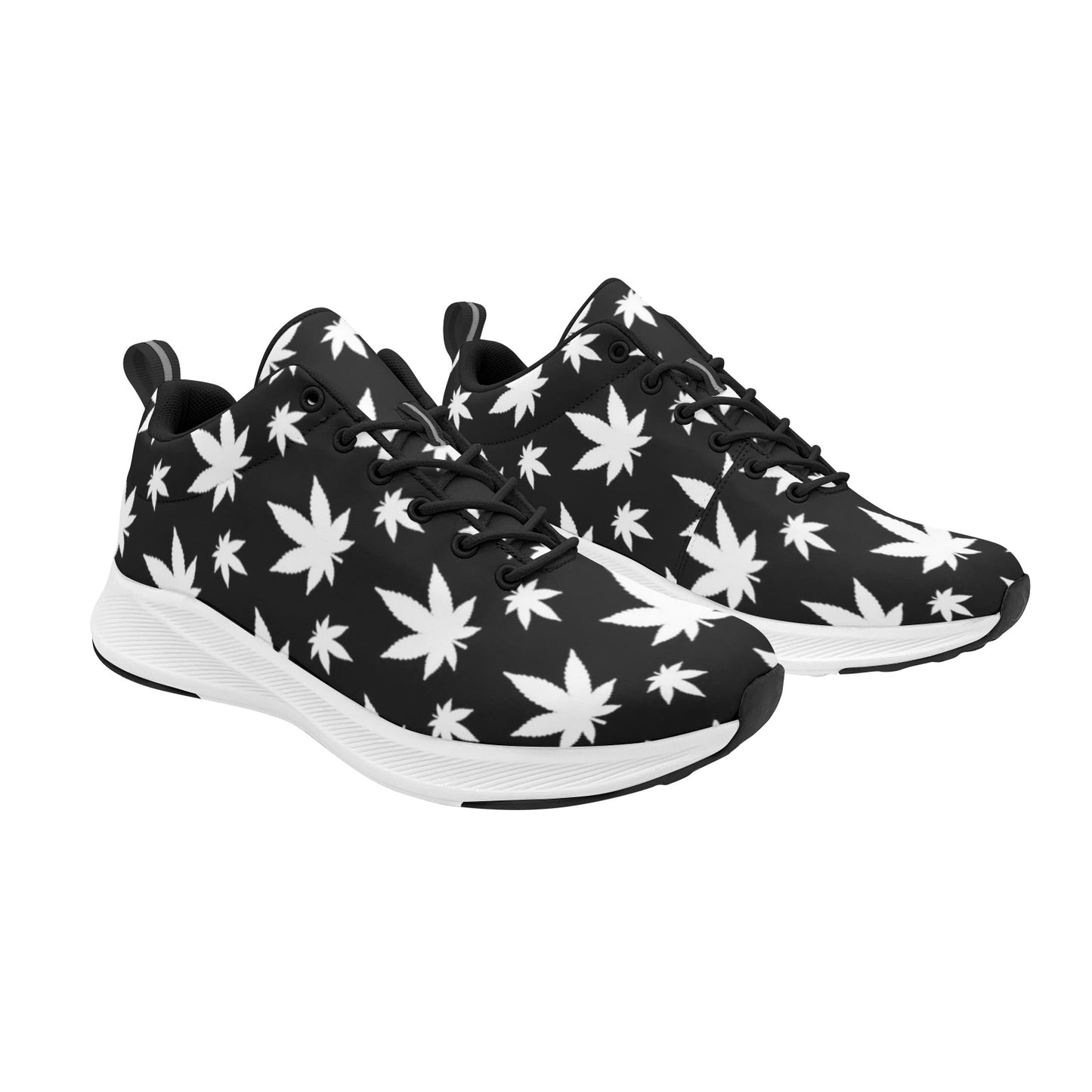 420 Delight - Black and White Marijuana Leaf Women's Alpha Running Shoes