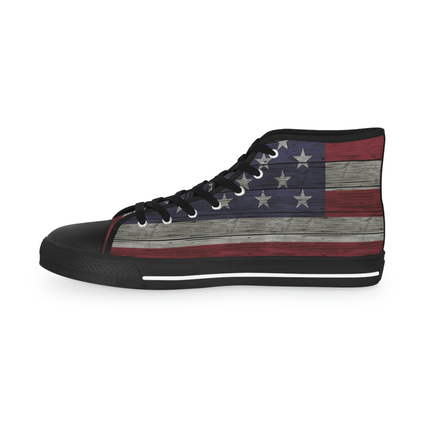 Distress American Flag Men's High Top Sneakers