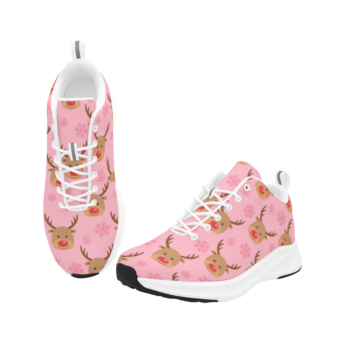 Pink Reindeer Girl Christmas Women's Running Sneakers