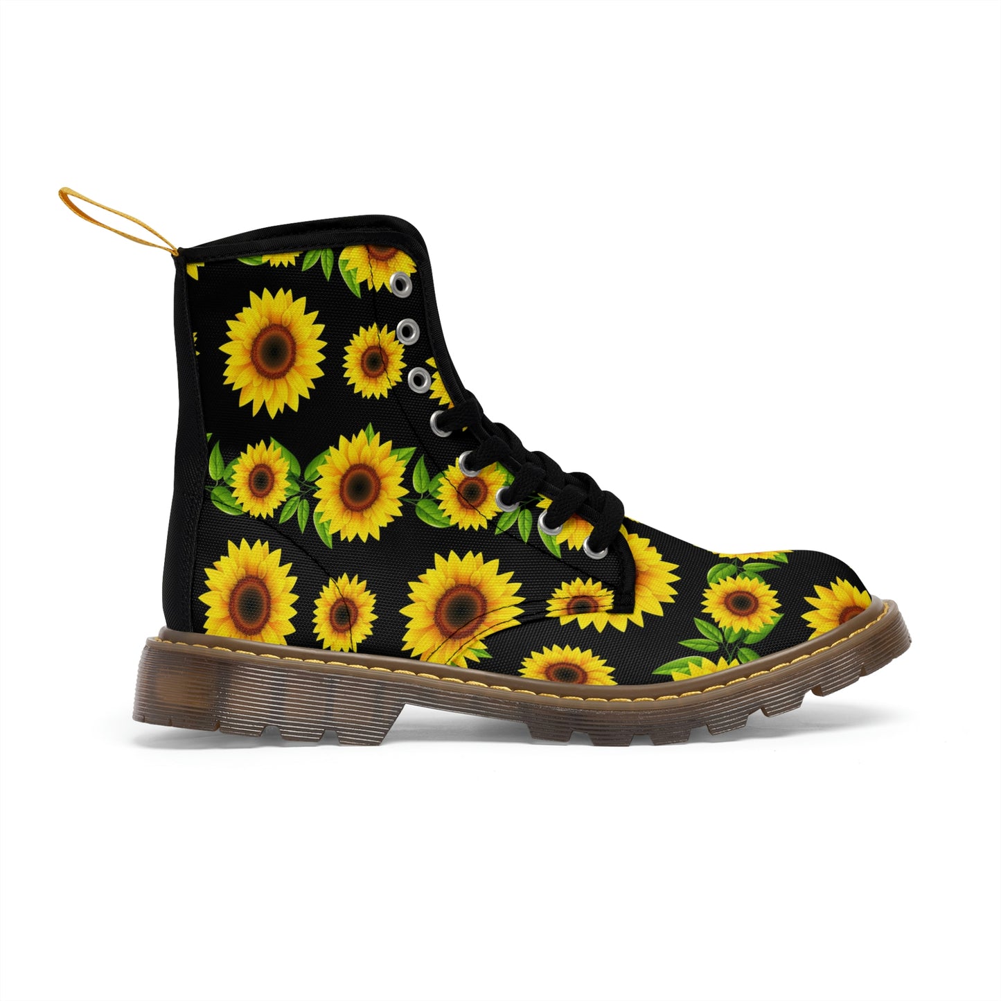 Blooming Sunflowers Women's Canvas Combat Boots