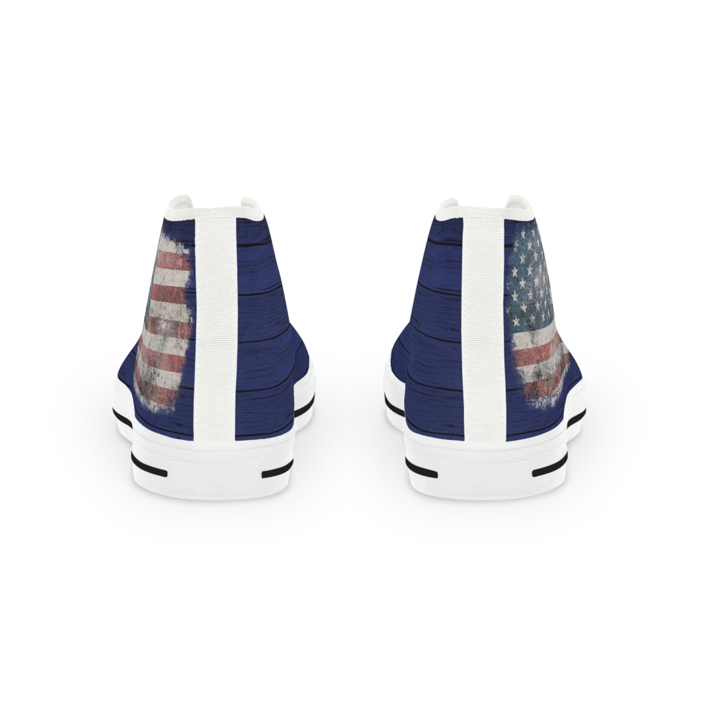 Wooden Distressed American Flag Men's High Top Sneakers