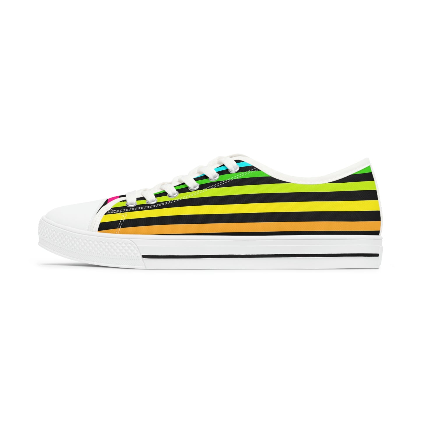 90's Neon Stripes Women's Low Top Sneakers