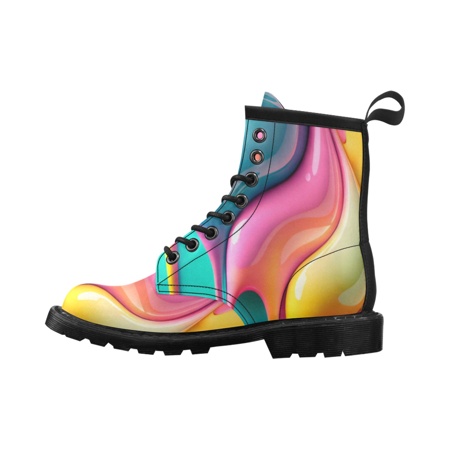 Paint Dripping Women's Leather Martens Boots