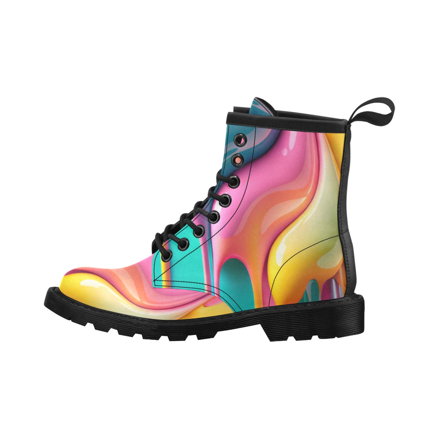 Paint Dripping Women's Leather Martens Boots