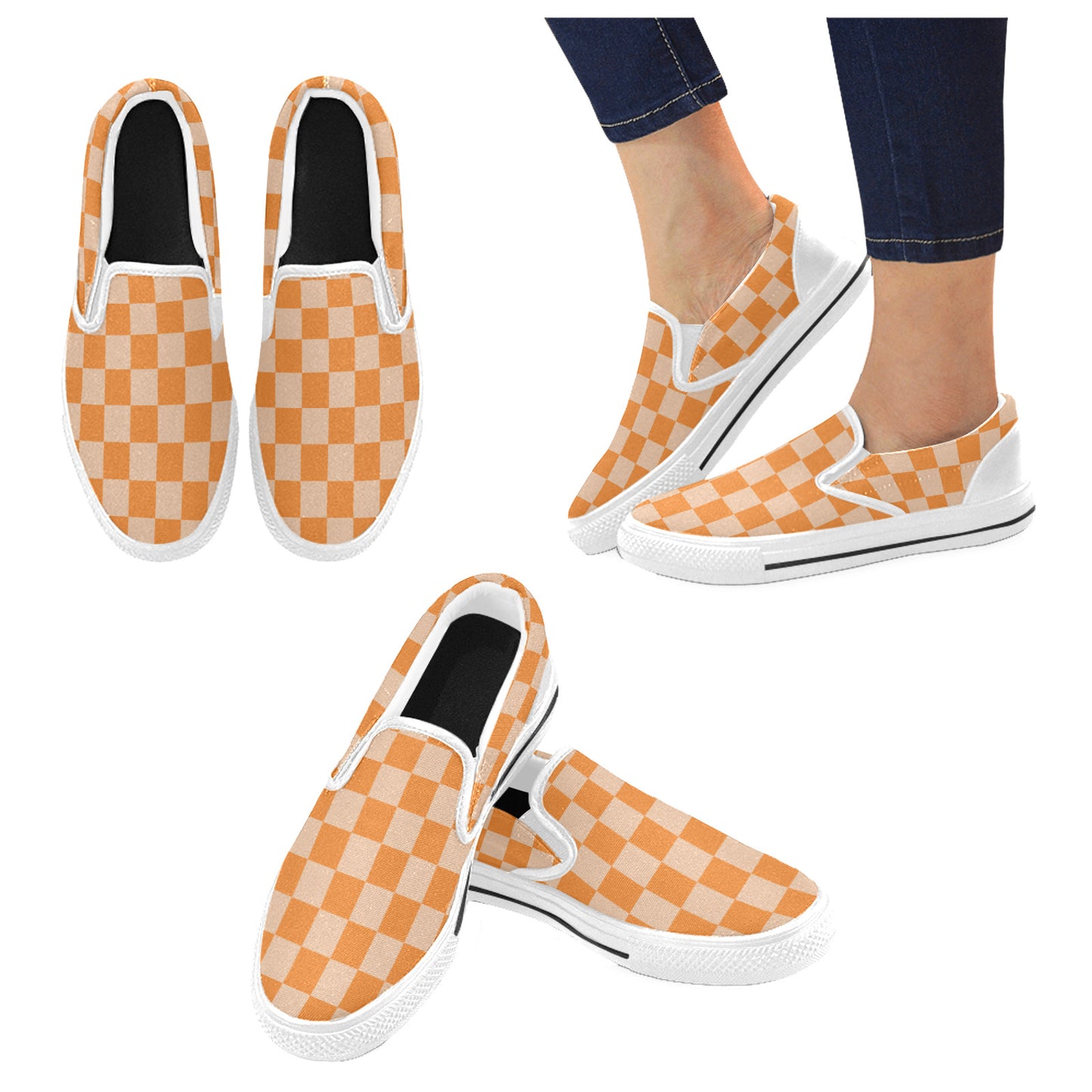 Checkerboard Slip On Canvas Kid's Shoes (Big Kids)