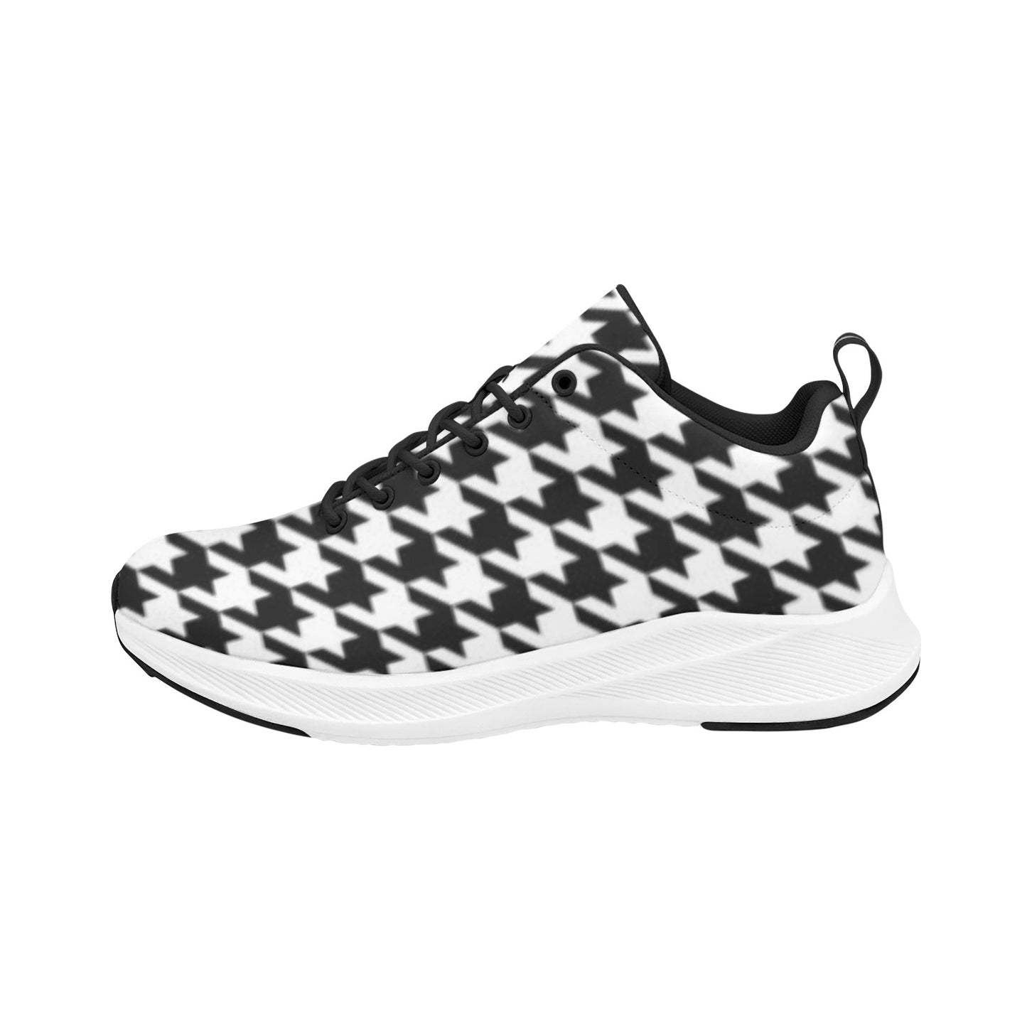 Big Black and White Houndstooth Women's Running Shoes