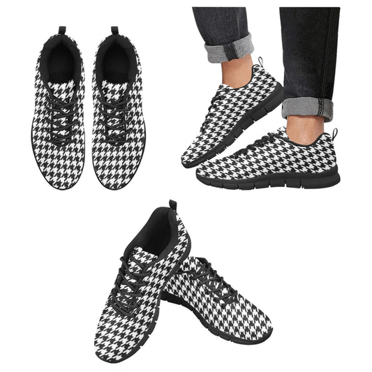 Houndstooth Breathable Women's Sneakers - Black and White