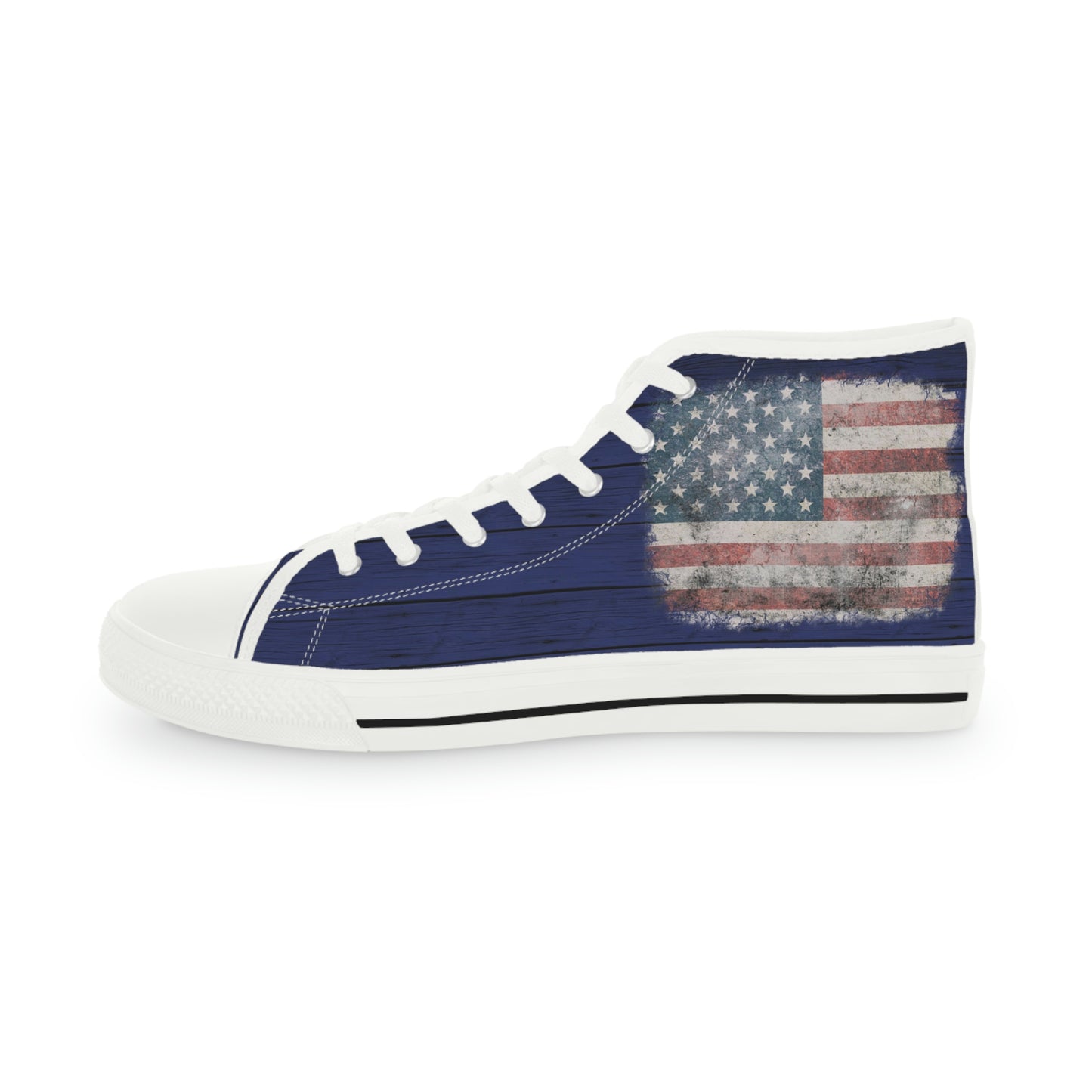 Wooden Distressed American Flag Men's High Top Sneakers