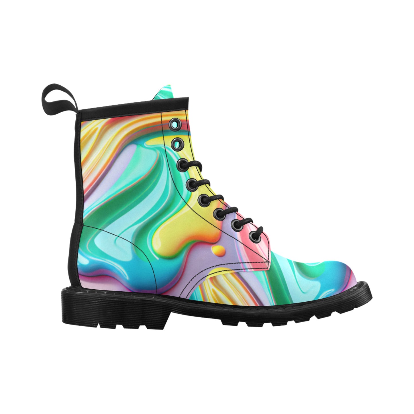 Paint Drip Women's PU Leather Martens Boots