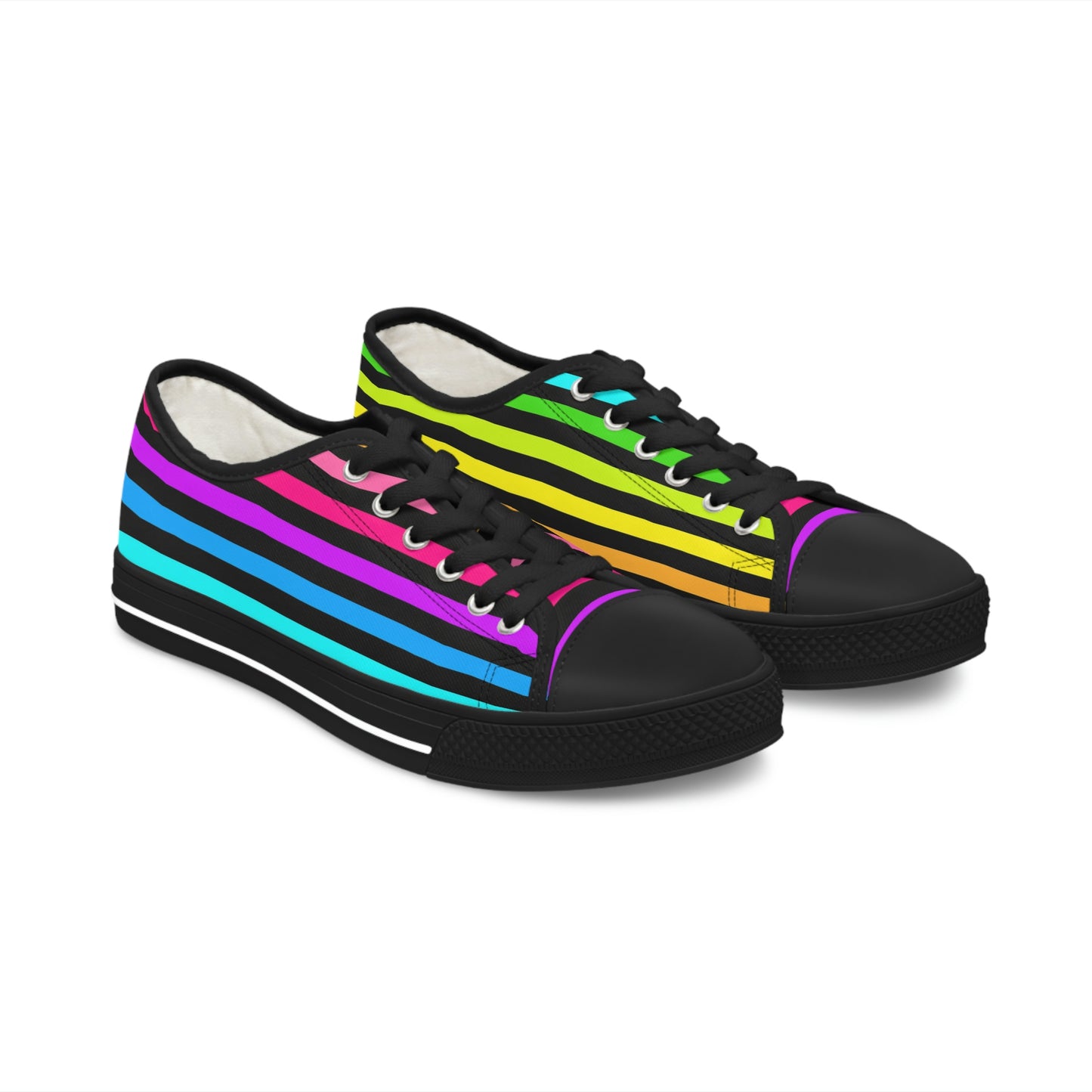 90's Neon Stripes Women's Low Top Sneakers