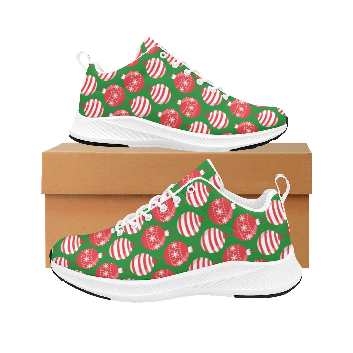 Red and Green Christmas Ornaments Women's Running Sneakers