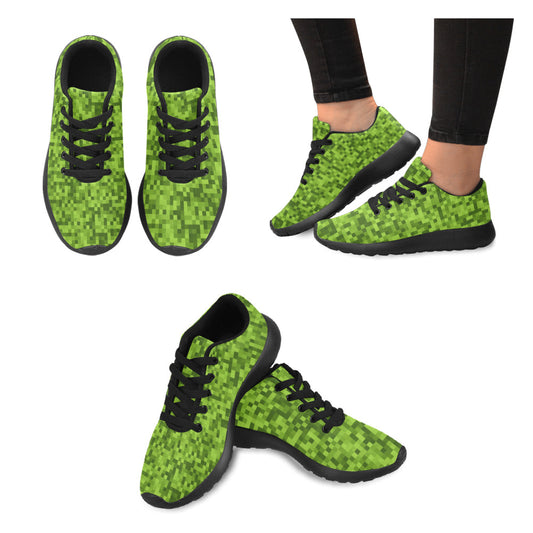 Green Pixelated Minecraft Inspired Kid's Sneakers (Toddler and Kids)