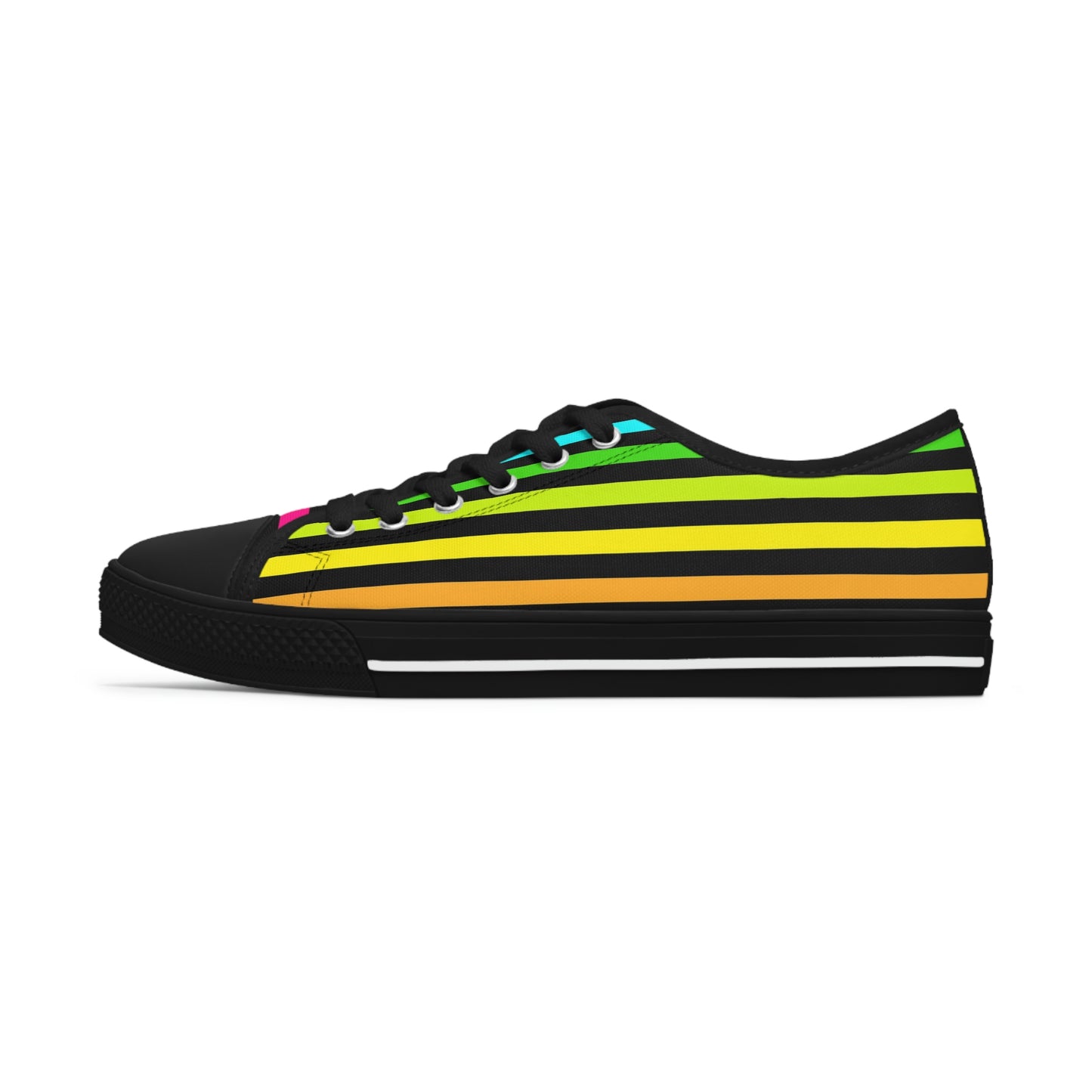 90's Neon Stripes Women's Low Top Sneakers