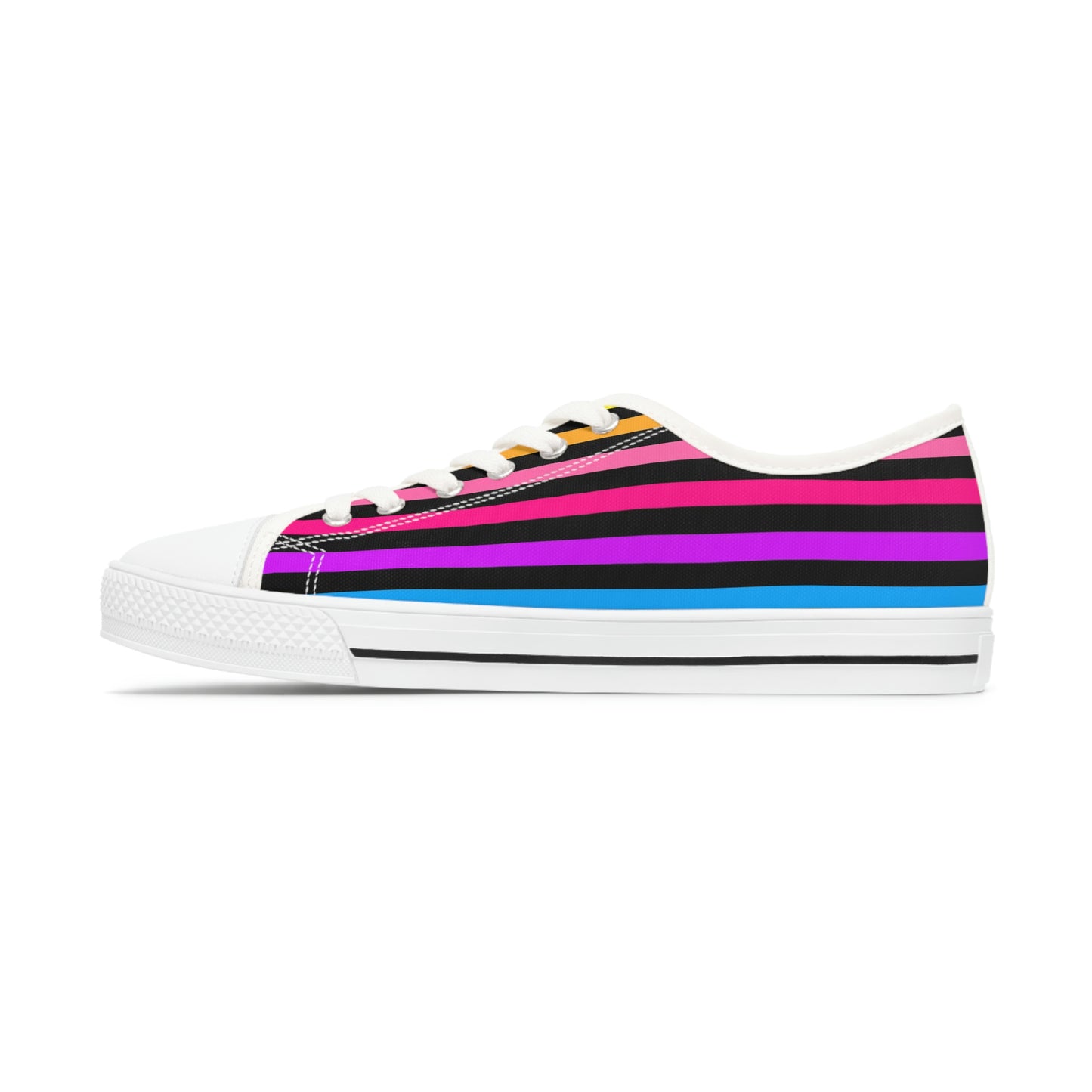 90's Neon Stripes Women's Low Top Sneakers