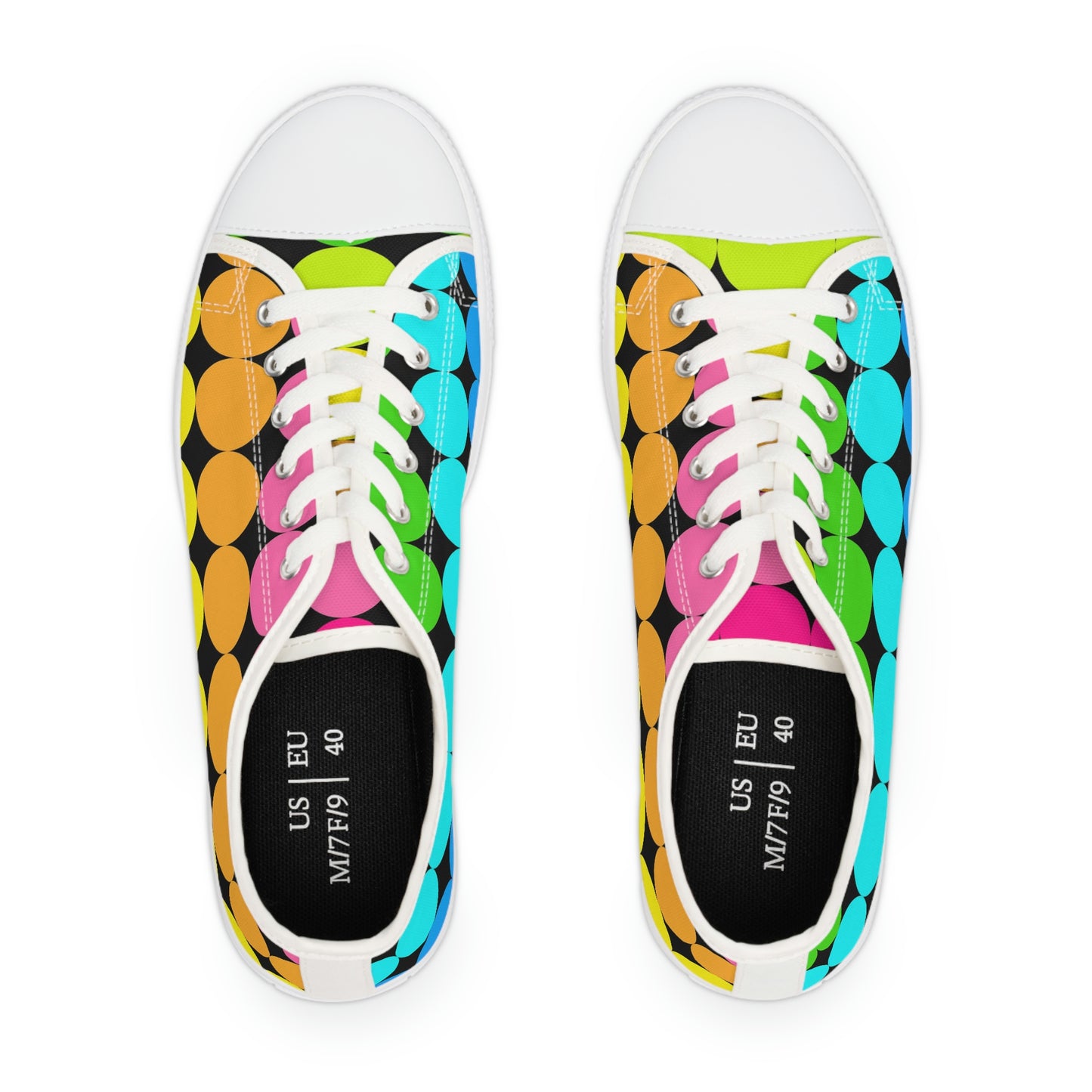 90's Neon Dots Women's Low Top Sneakers