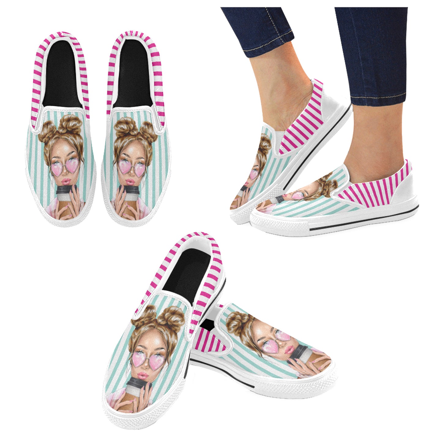 Latte Girl Slip-on Canvas Kid's Shoes (Big Kid)