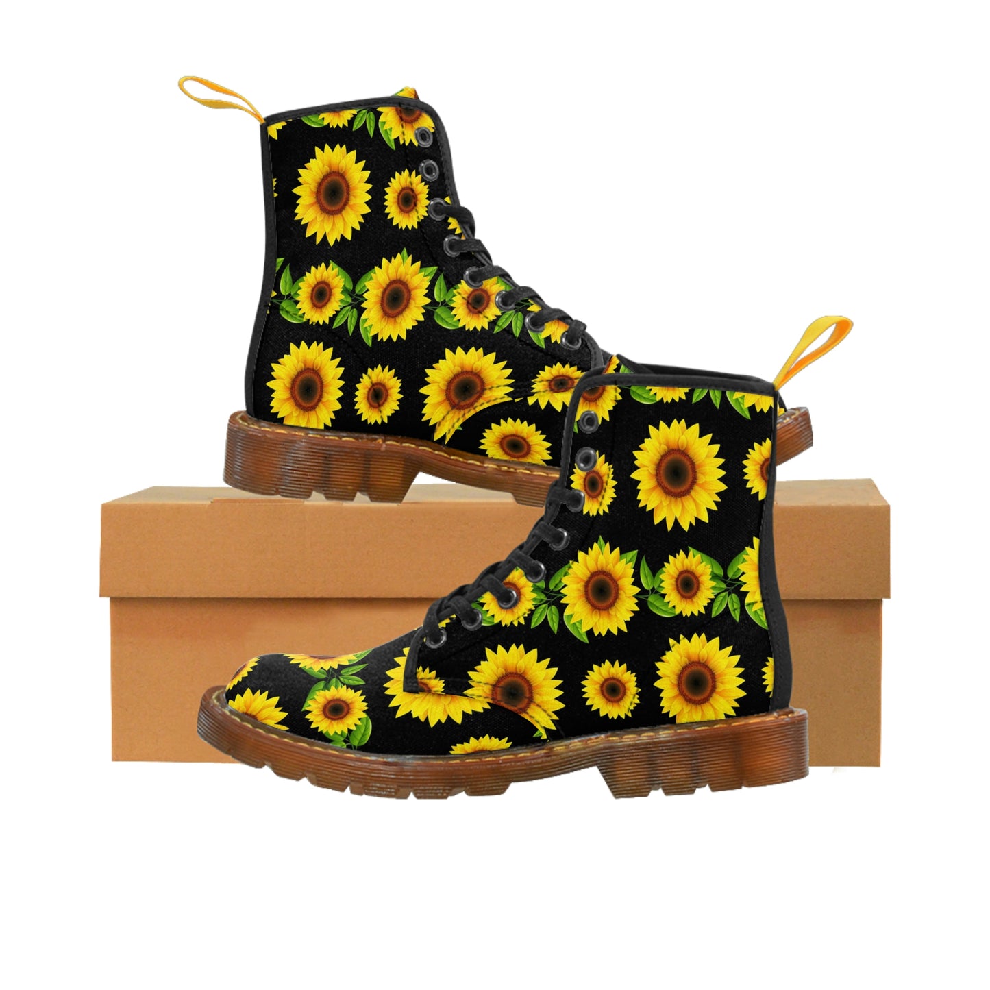 Blooming Sunflowers Women's Canvas Combat Boots