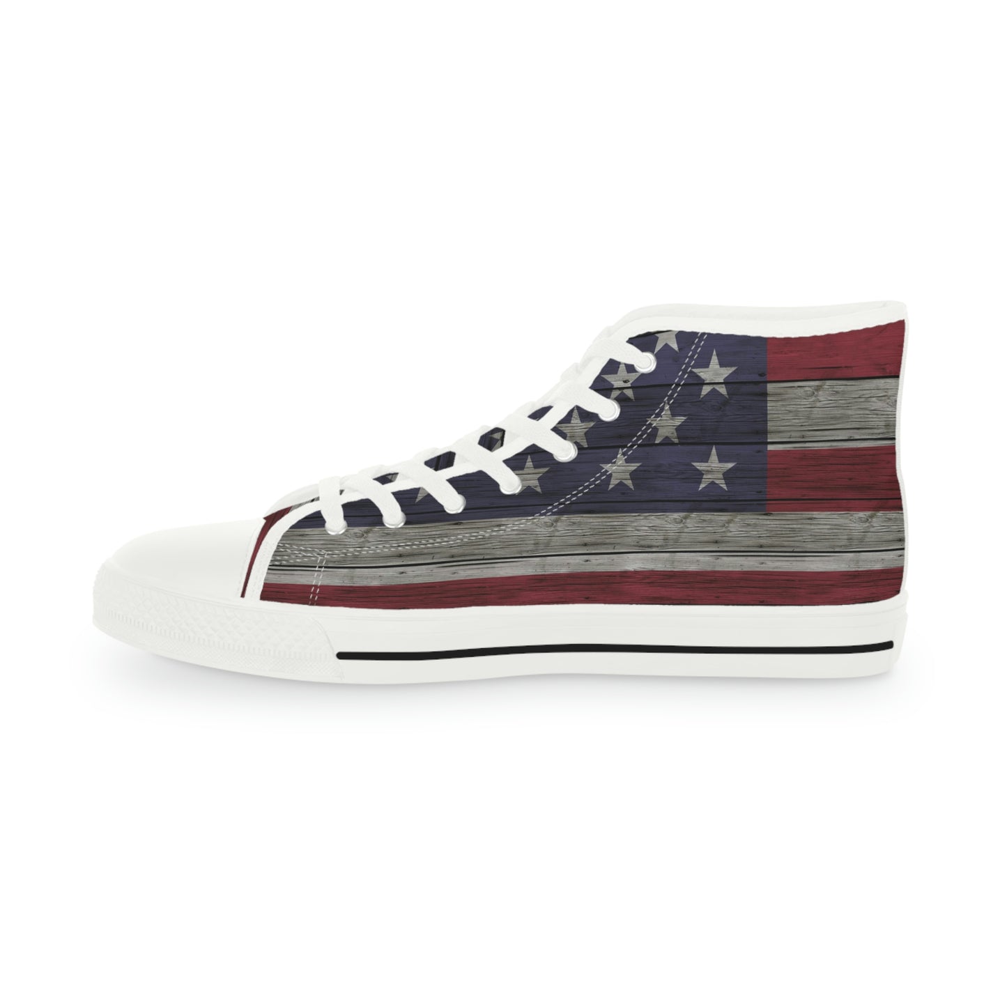 Distress American Flag Men's High Top Sneakers