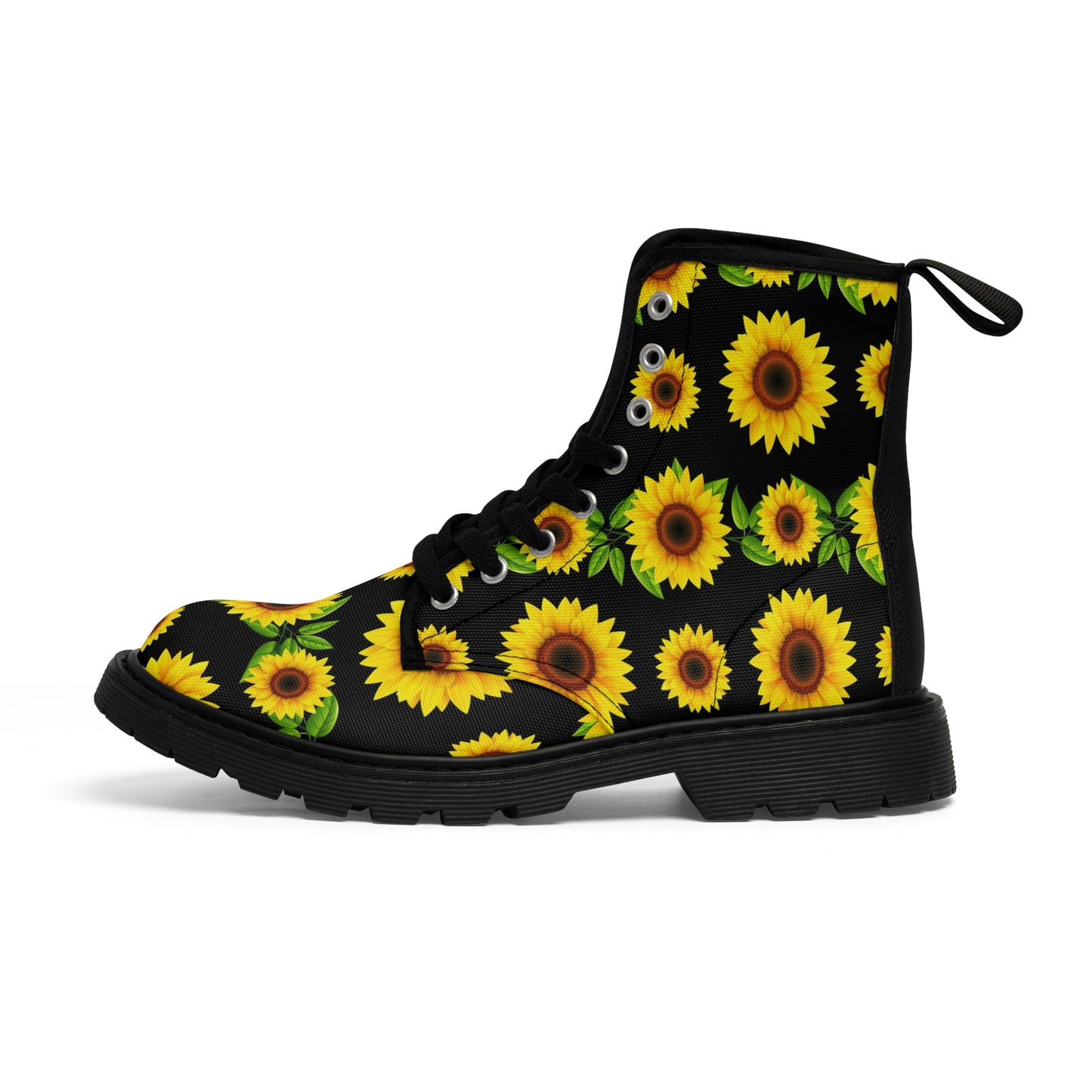 Blooming Sunflowers Women's Canvas Combat Boots