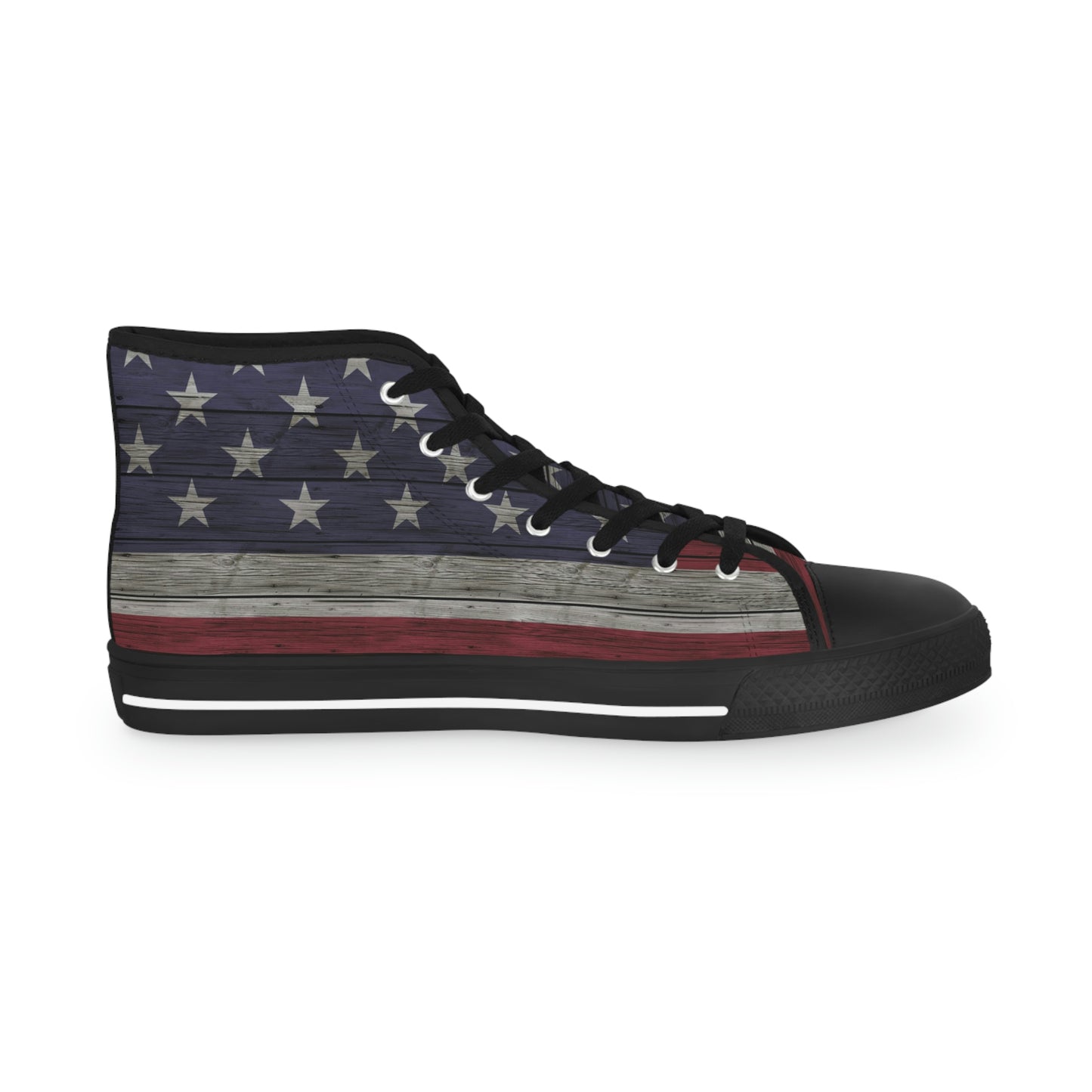 Distress American Flag Men's High Top Sneakers