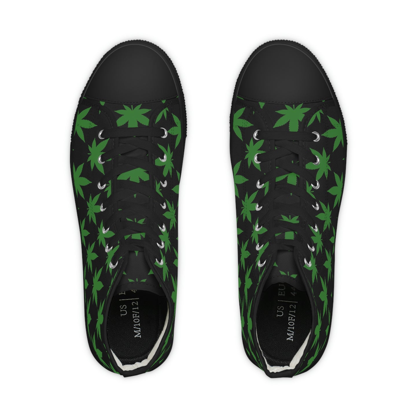 Marijuana Leaf Men's High Top Sneakers - Black and Green