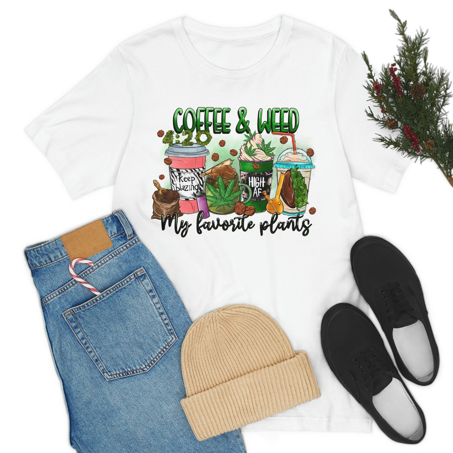 My Favorite Plants : Coffee and Weed 420 Unisex Jersey Short Sleeve Tee