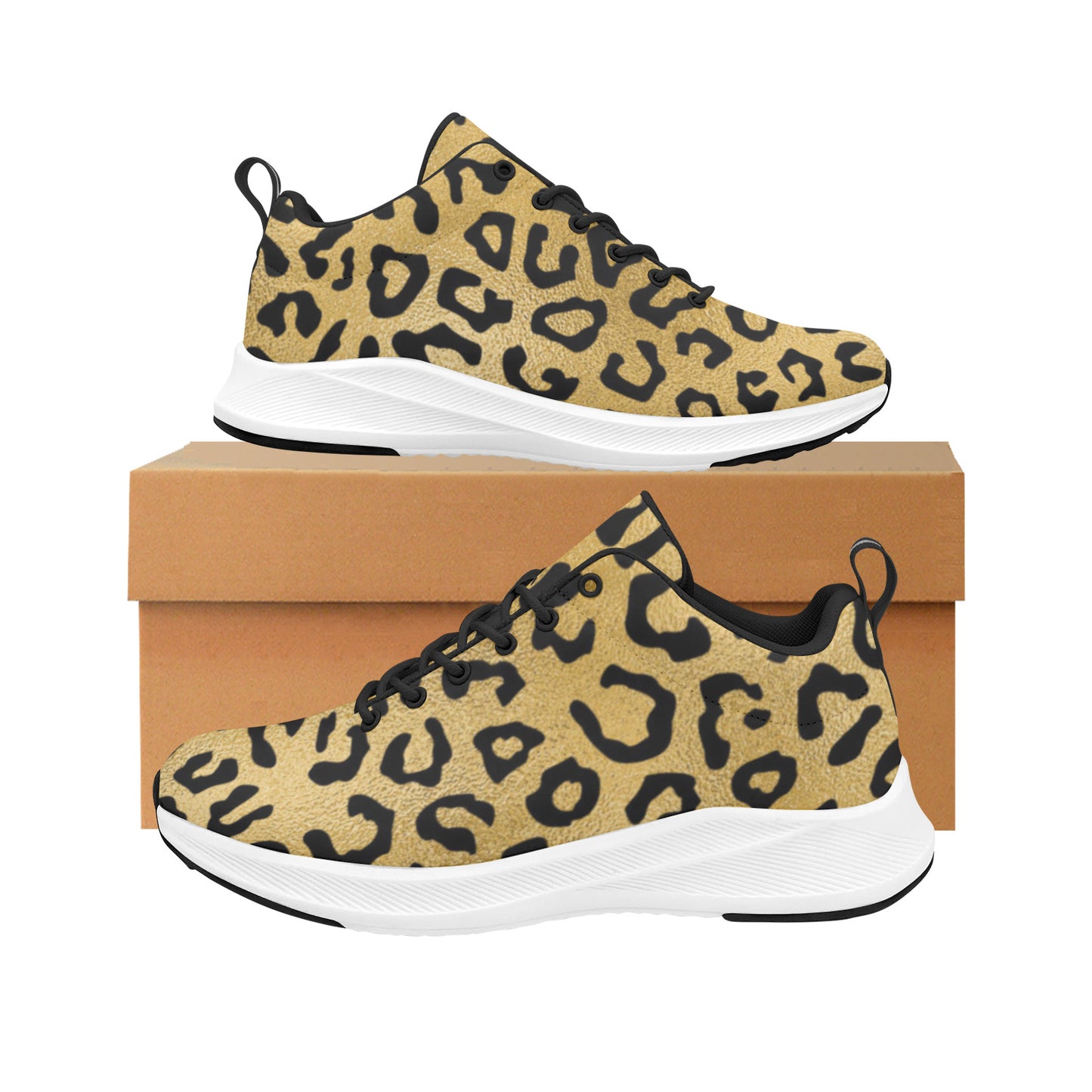 Leopard With A Dash Of Gold Women's Sneakers