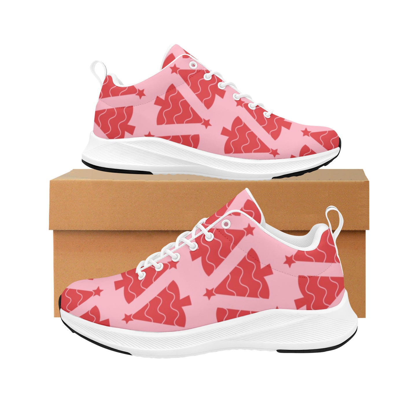 Pink and Red Christmas Trees Women's Running Sneakers