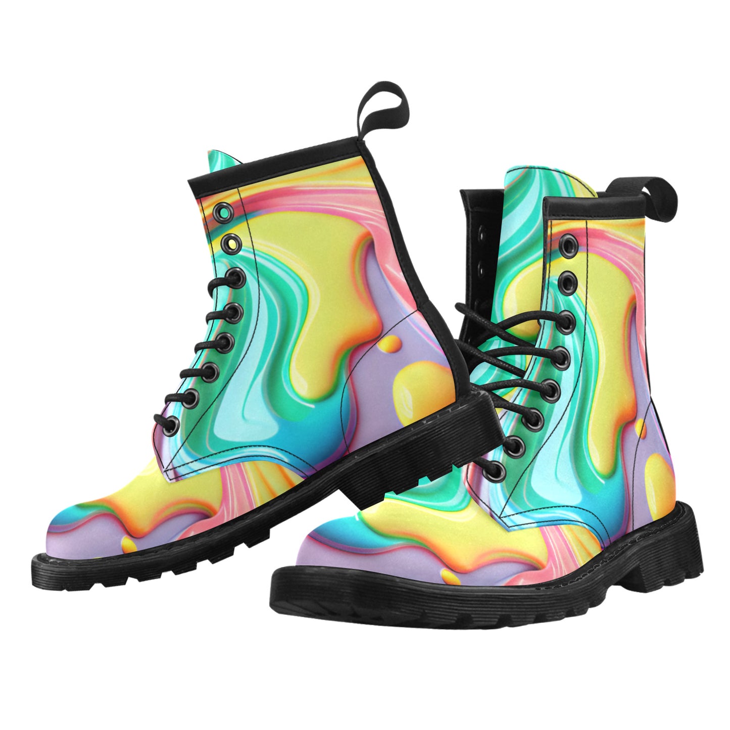 Paint Drip Women's PU Leather Martens Boots