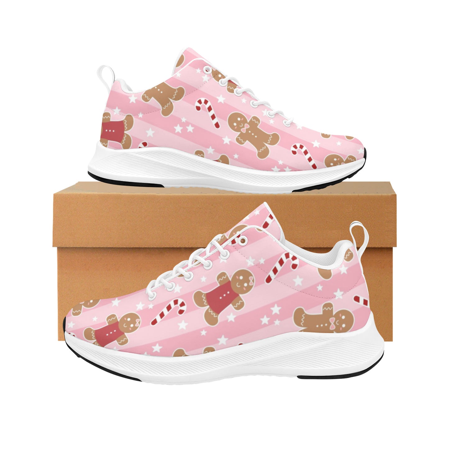 Pink Gingerbread Christmas Women's Running Sneakers