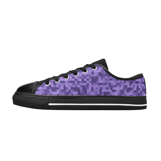 Purple Pixel Minecraft Inspired Gamer Big Kids Canvas Sneakers