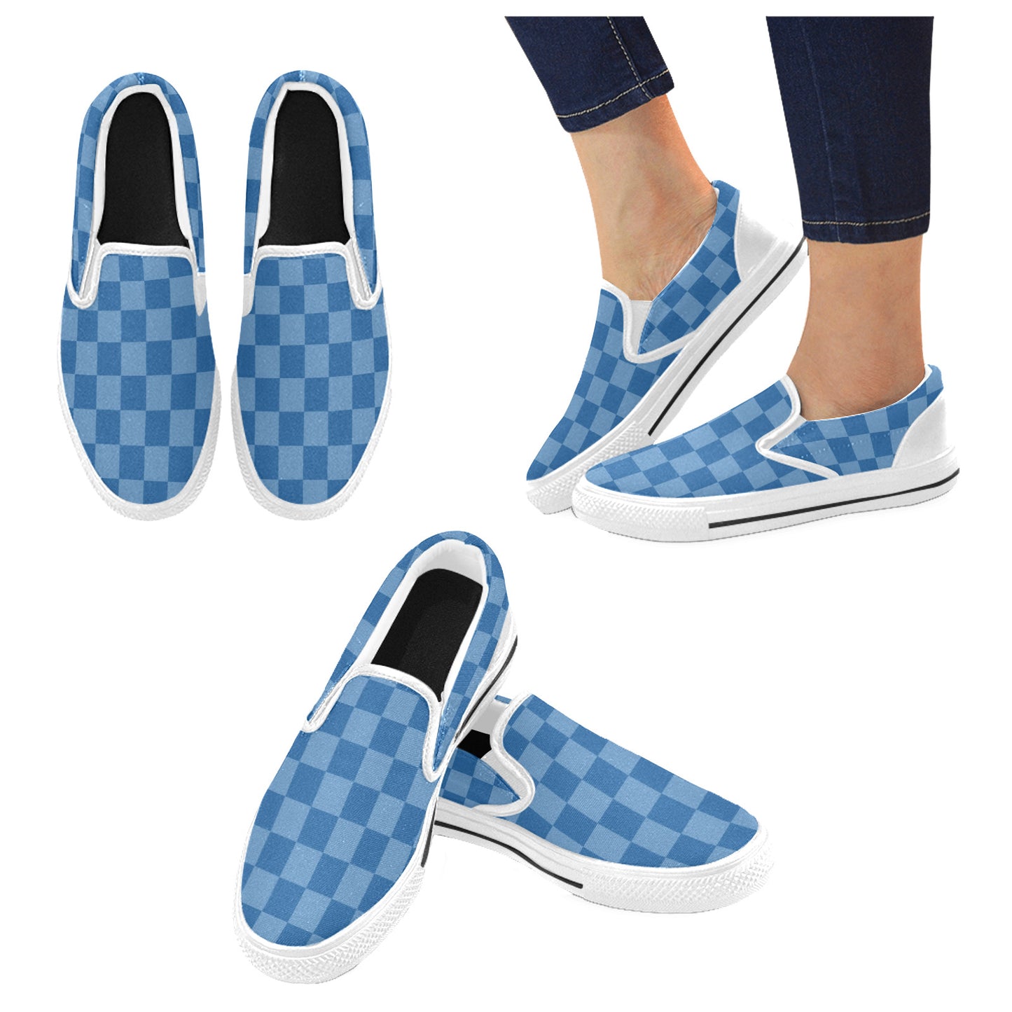 Checkerboard Slip On Canvas Kid's Shoes (Big Kids)