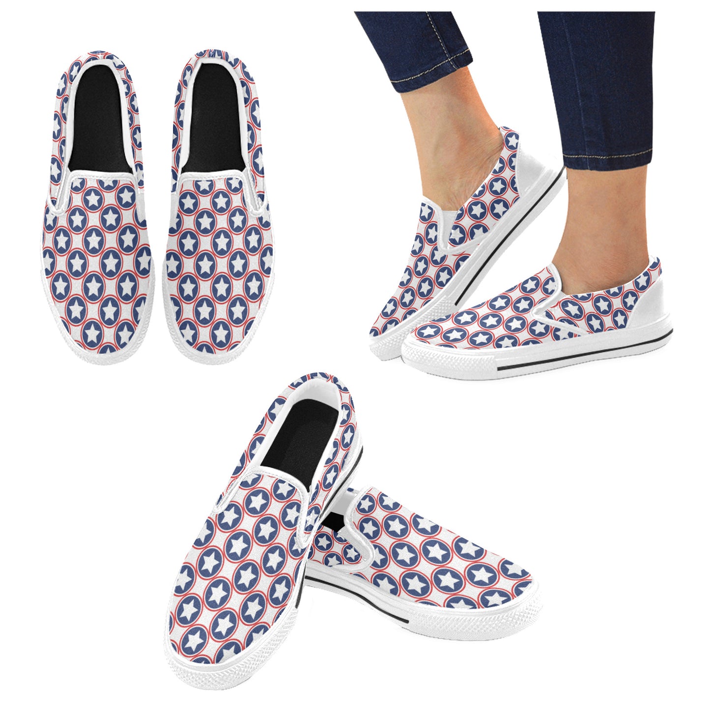 Bless America Slip-on Canvas Kid's Shoes (Big Kid) (Model 019)