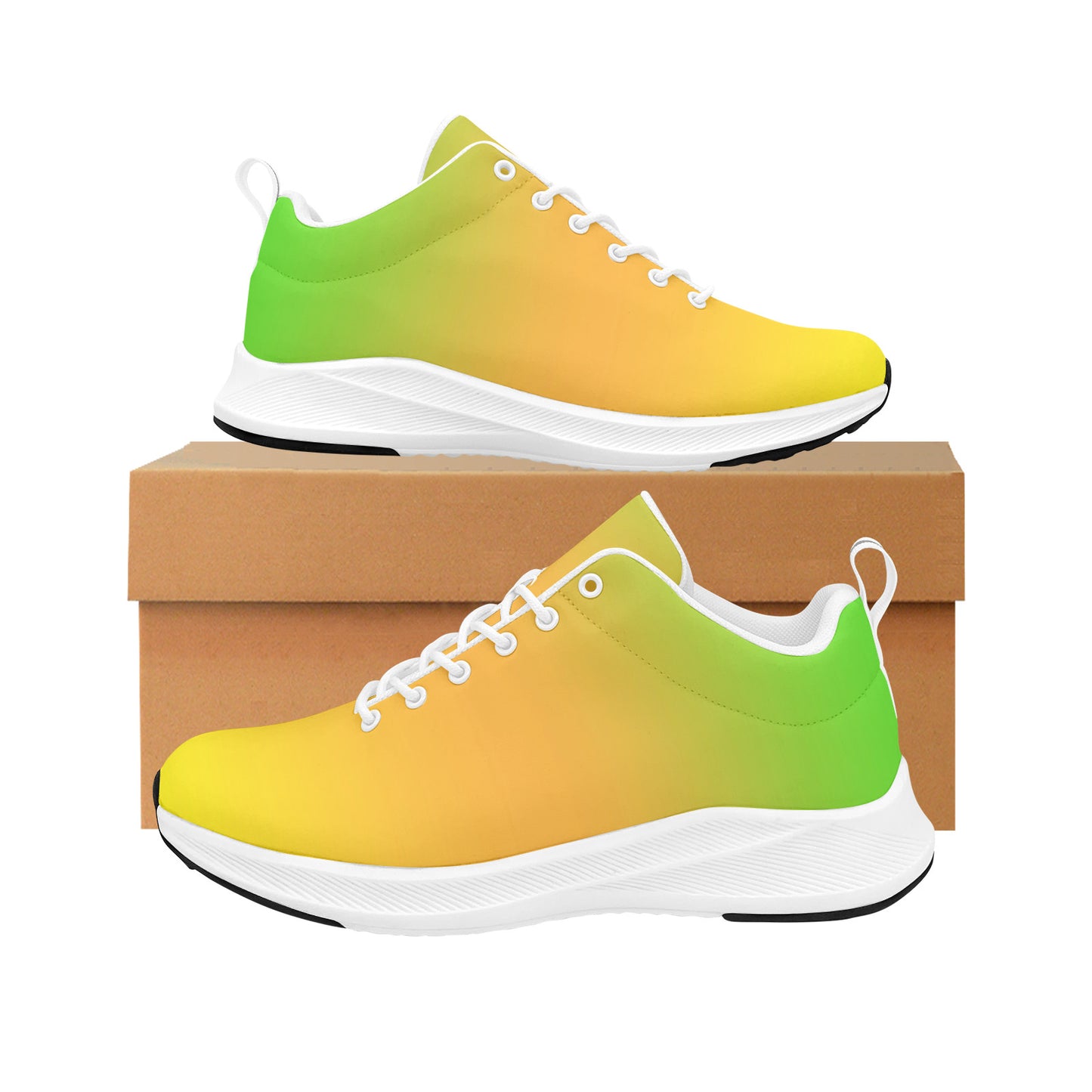 Yellow and Green Ombre Women's  Running Tennis Shoes