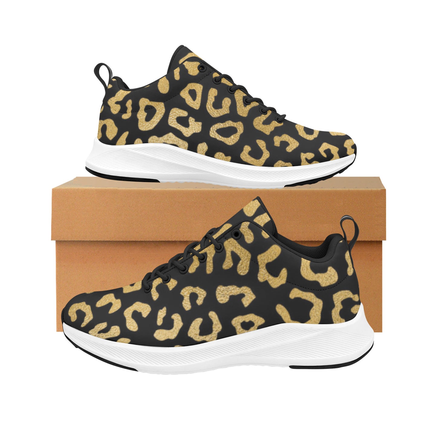 Leopard With A Dash Of Gold Women's Sneakers