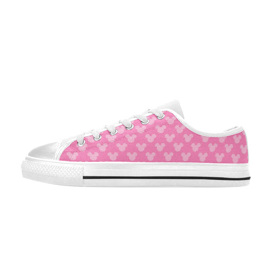 Pink Girly Mouse Head Canvas Kid's Sneakers (Big Kid)