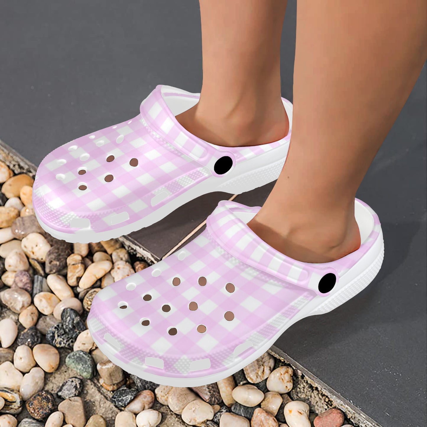 Pink Gingham Barbie Inspired Adults Clogs