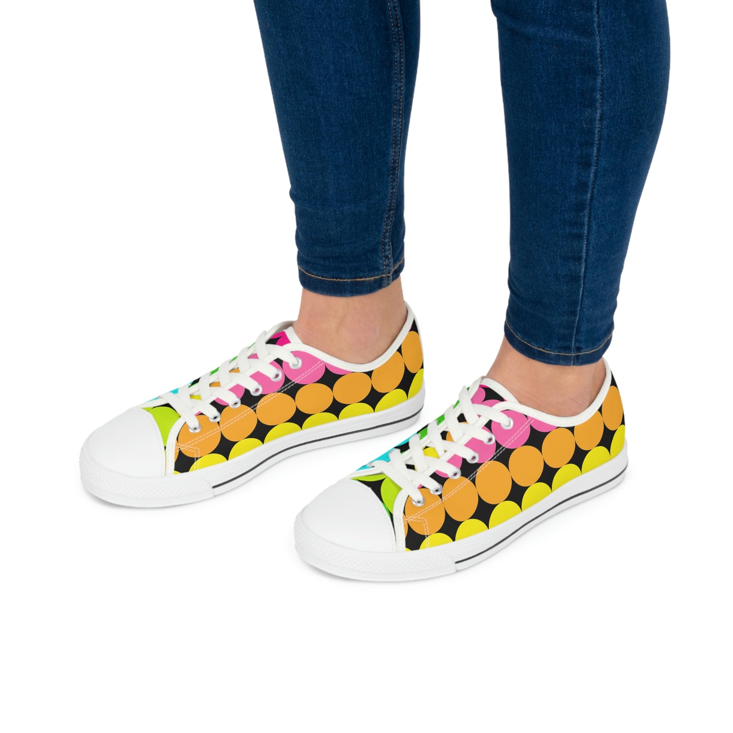 90's Neon Dots Women's Low Top Sneakers