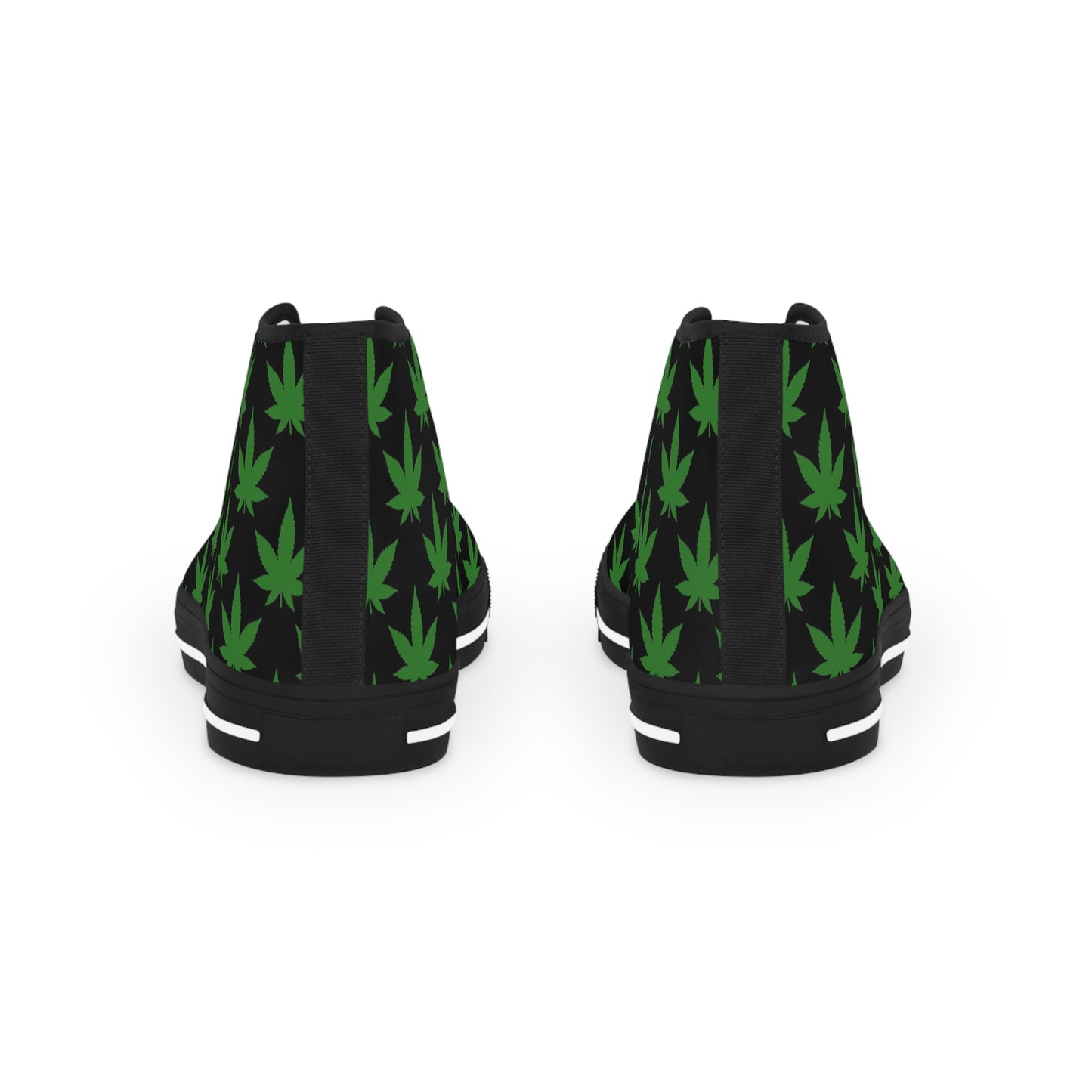 Marijuana Leaf Men's High Top Sneakers - Black and Green