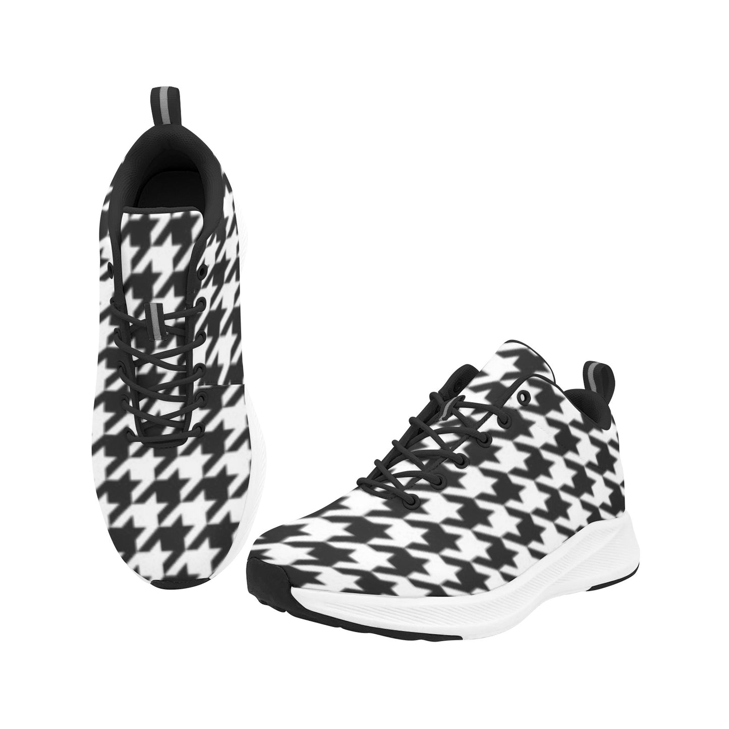 Big Black and White Houndstooth Women's Running Shoes