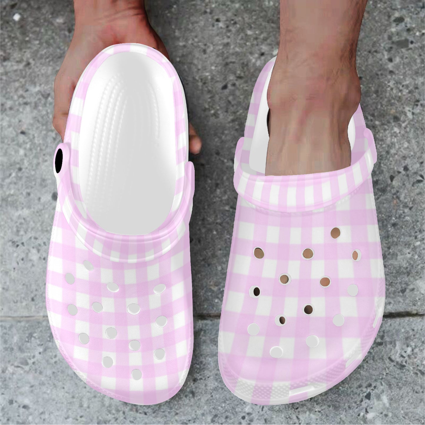 Pink Gingham Barbie Inspired Adults Clogs