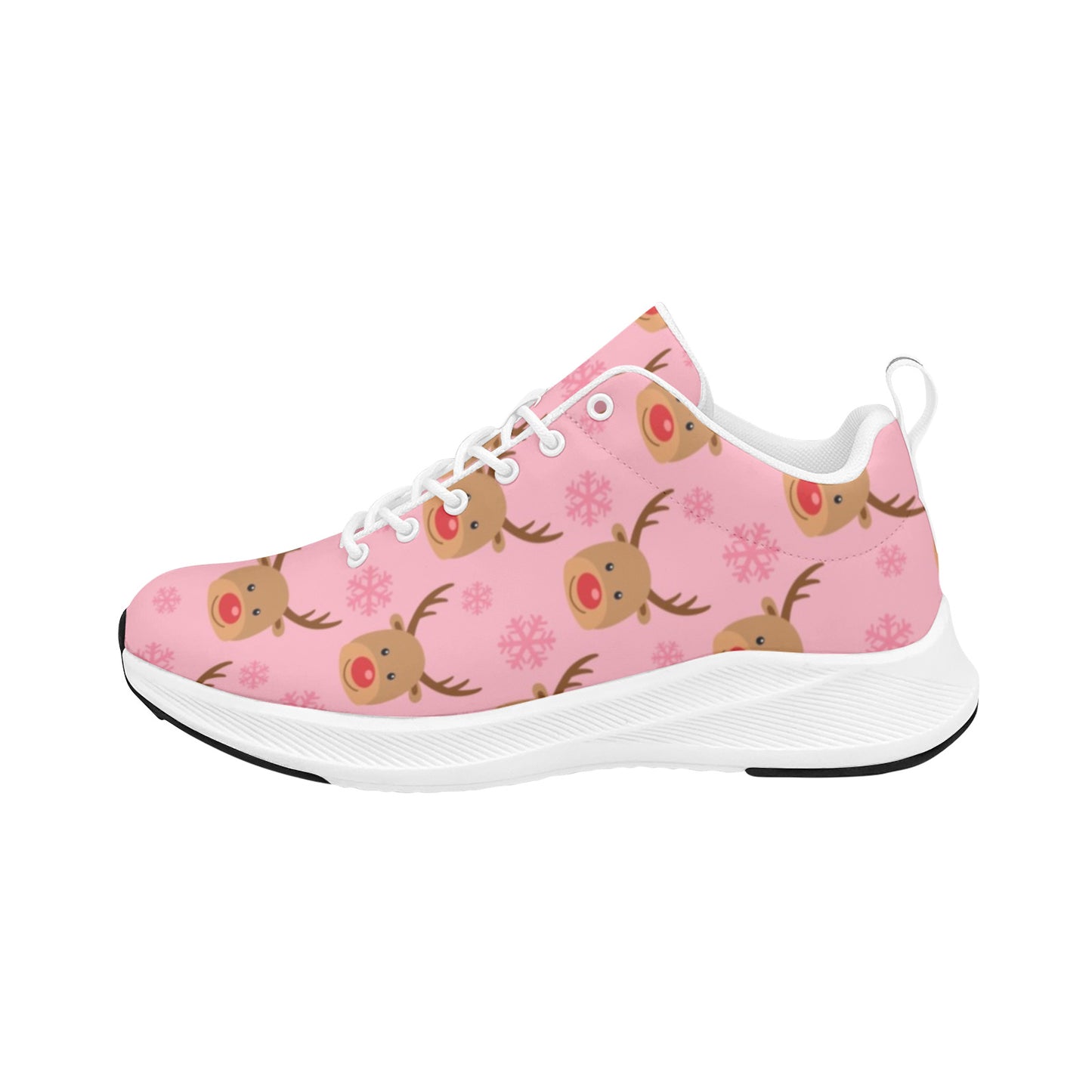 Pink Reindeer Girl Christmas Women's Running Sneakers