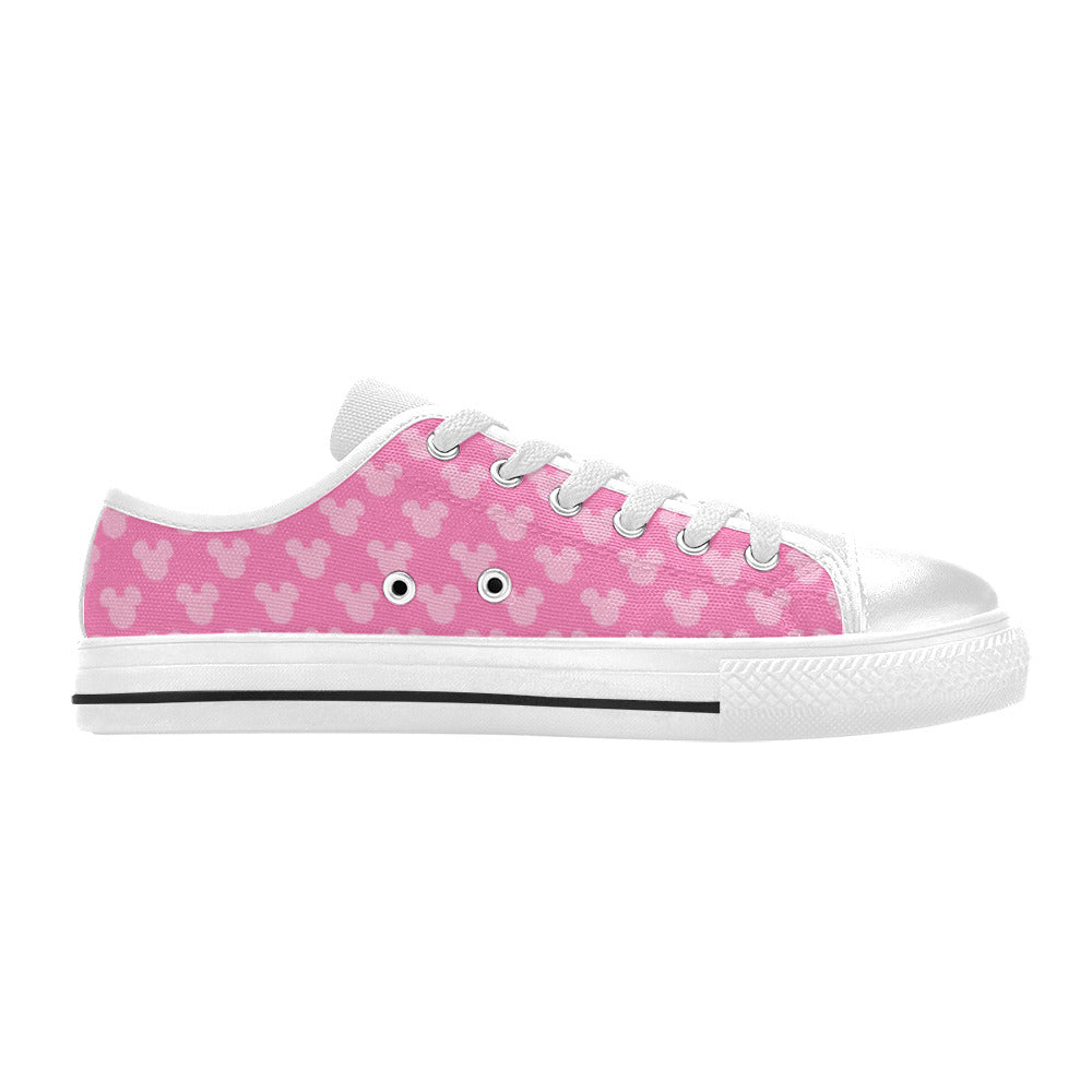 Pink Girly Mouse Head Canvas Kid's Sneakers (Big Kid)