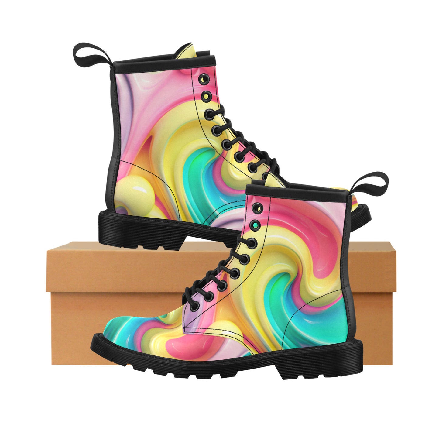 Paint Drip Women's PU Leather Martens Boots