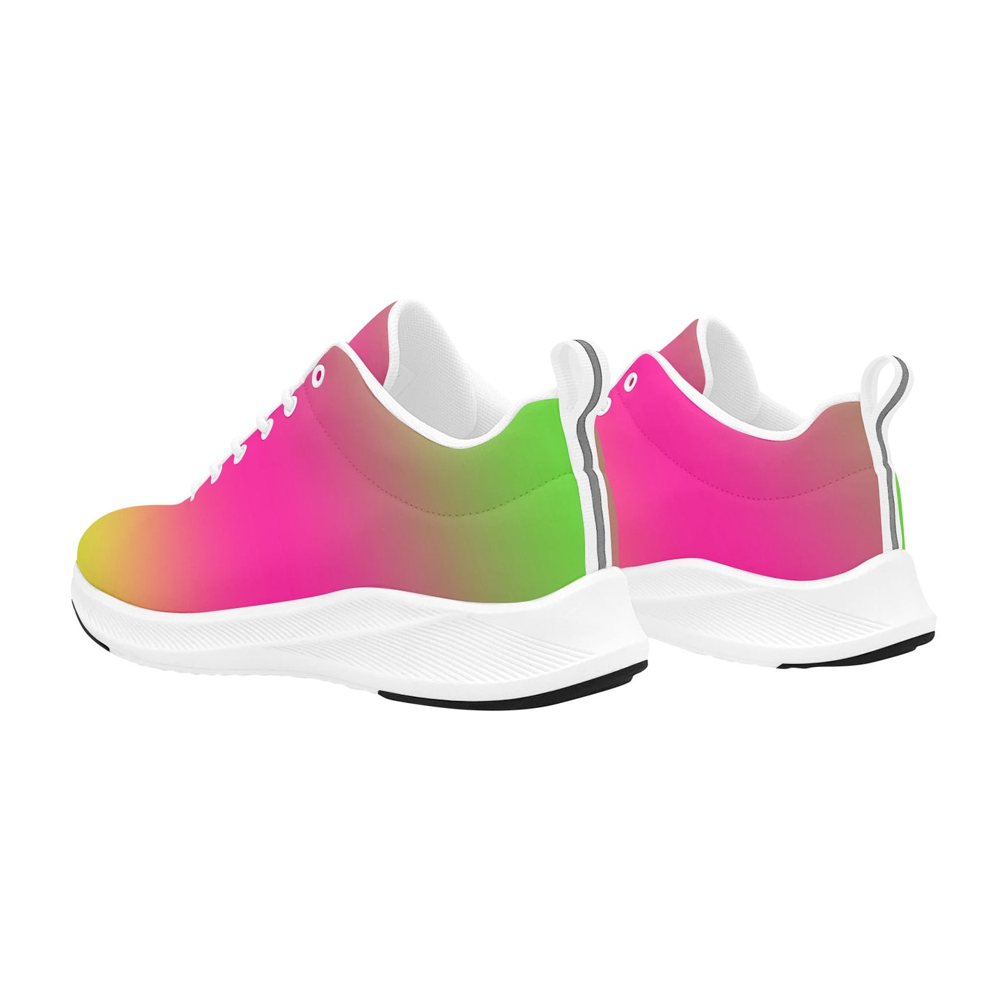 Yellow, Pink and Green Ombre Women's  Running Sneakers